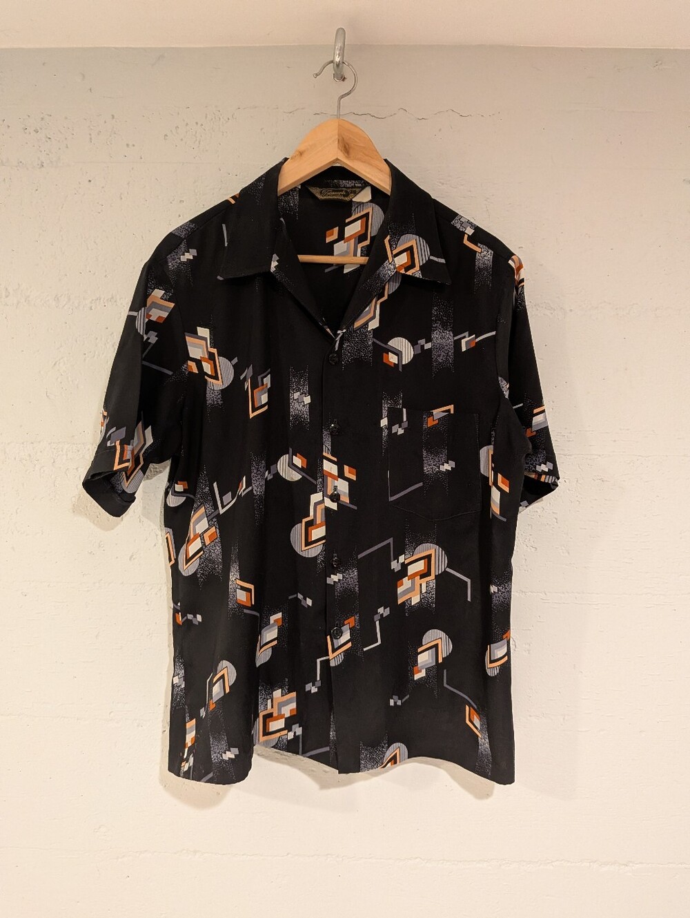 Triumph of California Vintage 70s Geometric Disco Shirt Button Up Size L Retro